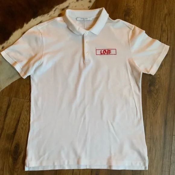 Givenchy Shirts Givenchy Love Embroidered Polo Shirt Poshmark